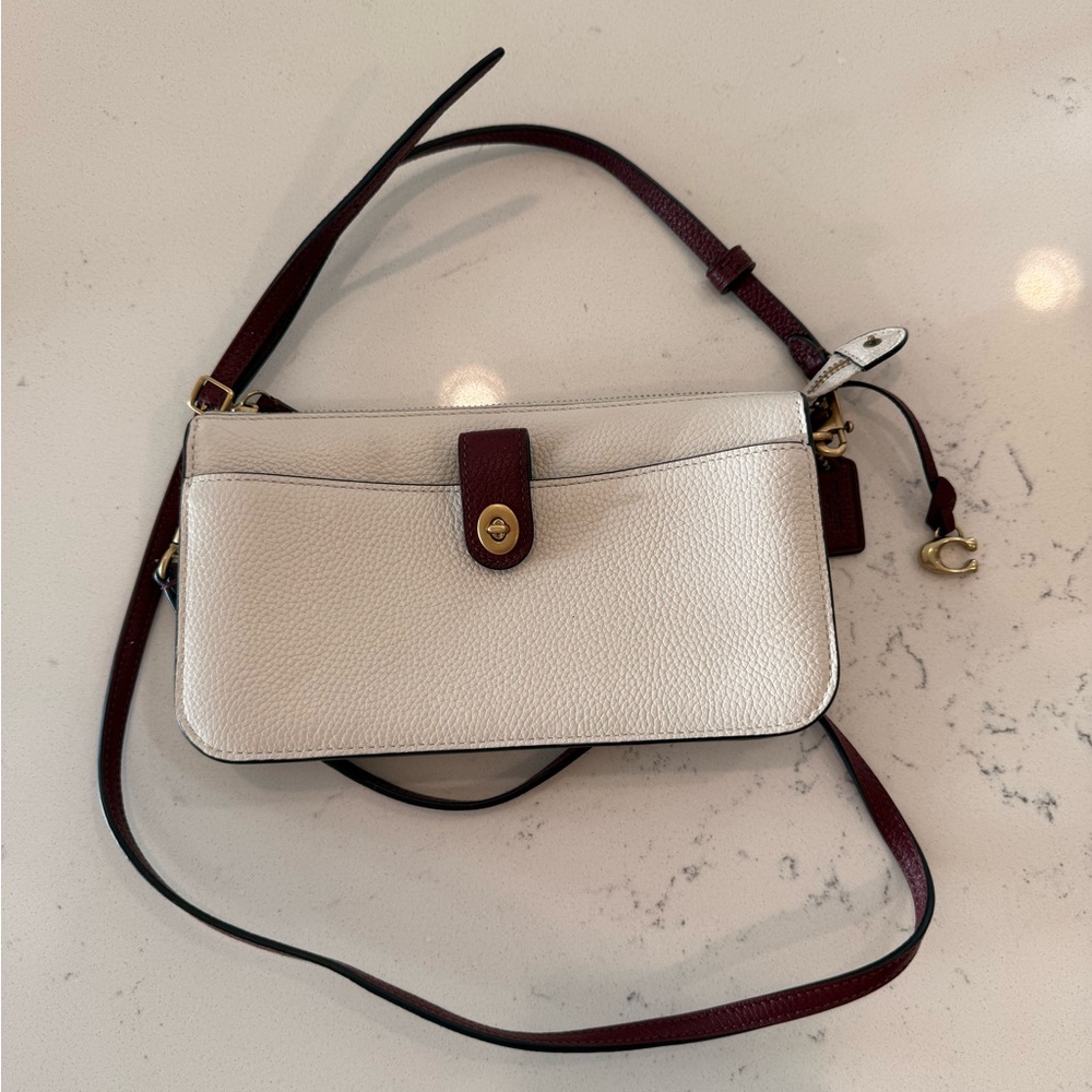 Coach White and Burgundy Crossbody Bag